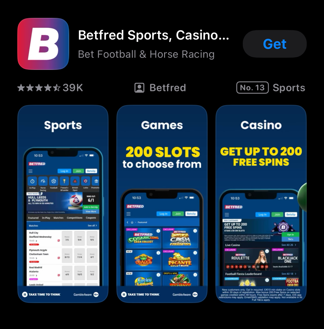 Betfred's app shown on app store